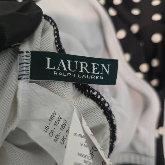 Lauren Ralph Lauren One Piece Swim Dress Women 18W Black Polka Dot Cross Strap - Picture 7 of 12
